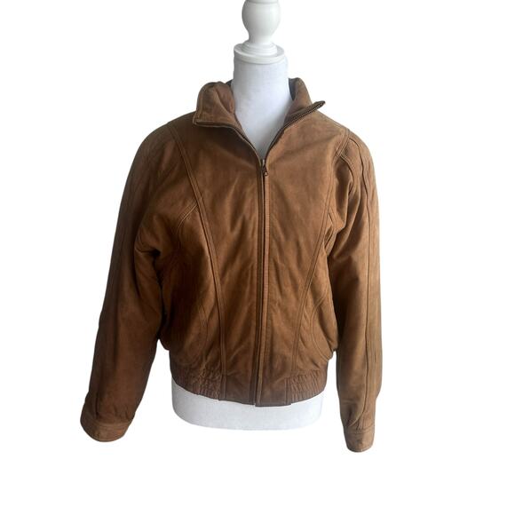 Vintage 90s Leather Bomber Aviator Style Nubuck Insulated Jacket M - Picture 2 of 9